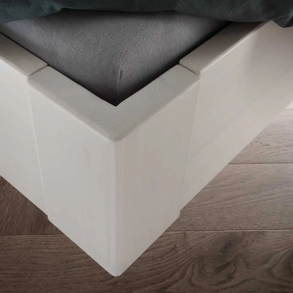 Weißes Designbett mit Stoff-Kopfteil - Fanos