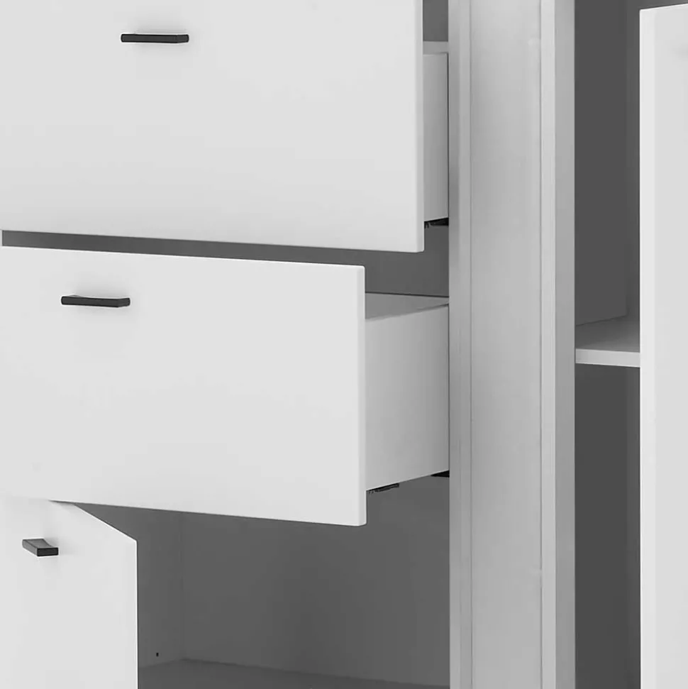 Weißes Highboard mit LED Beleuchtung - Tirol
