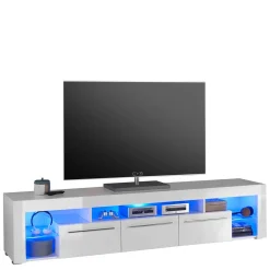 Weißes Hochglanz Board für TV mit LED Licht - Verella