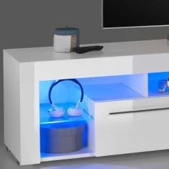 Weißes Hochglanz Board für TV mit LED Licht - Verella