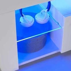 Weißes Hochglanz Board für TV mit LED Licht - Verella
