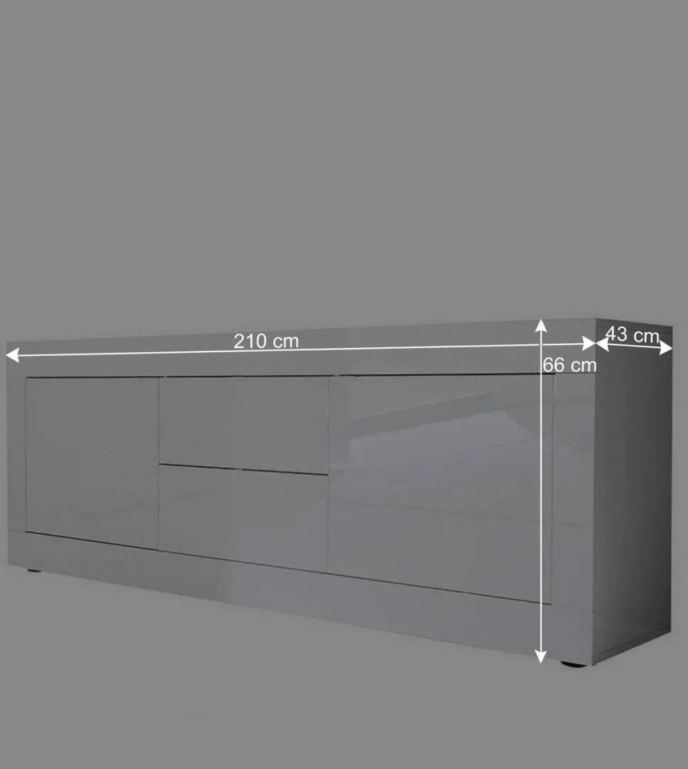 Weißes Hochglanz Lowboard für TV - Sogno