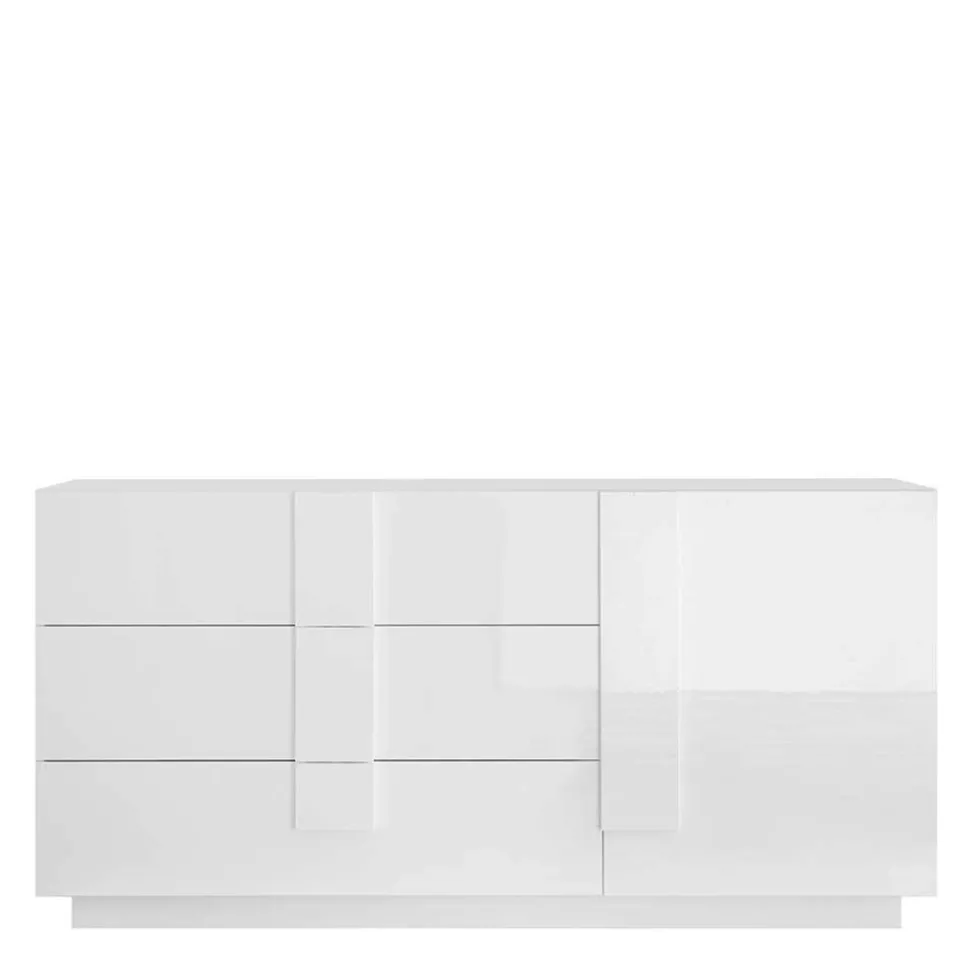 Weißes Hochglanz Sideboard mit Tür - Kerym