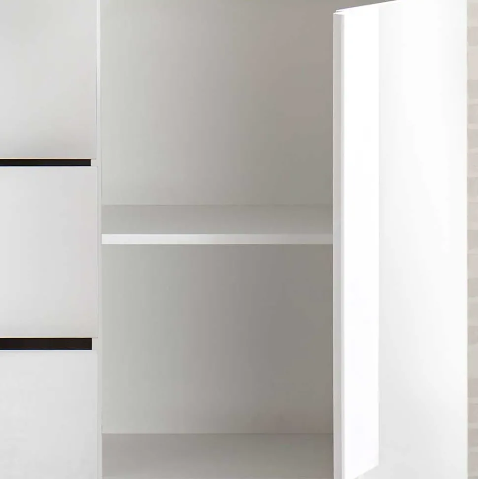 Weißes Hochglanz Sideboard mit Tür - Kerym