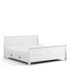 Weißes Landhausbett mit Schubladen - Presto