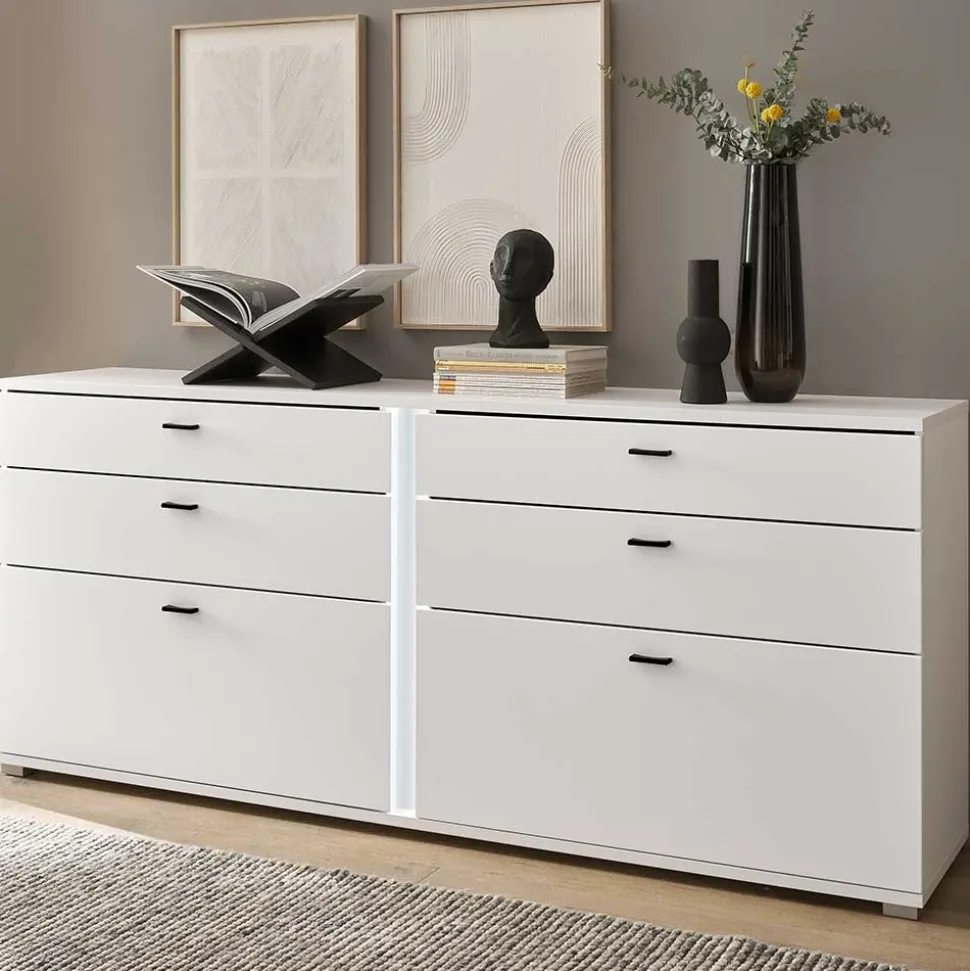 Weißes Sideboard mit vier Schubladen und zwei Klappen - Tirol