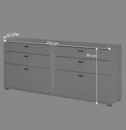 Weißes Sideboard mit vier Schubladen und zwei Klappen - Tirol