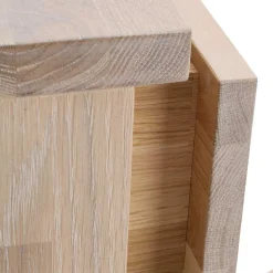 White Wash Sideboard aus Eiche massiv Pulva mit Stahl Schwarz