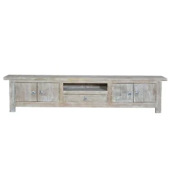 White Wash TV Lowboard - Shabby Chic - Catlony