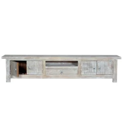 White Wash TV Lowboard - Shabby Chic - Catlony