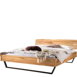 Wildbuche Bett mit Metallkufen in Anthrazit - Plestna