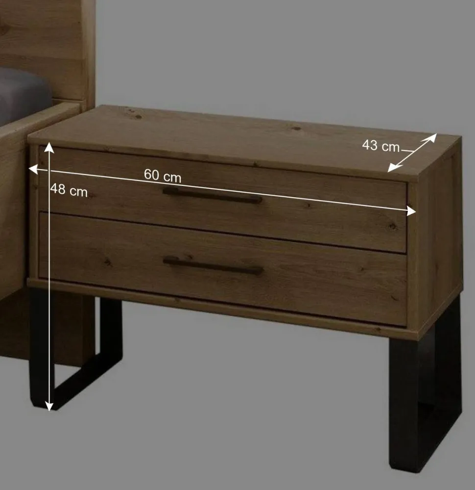 Wildeiche Bett mit Metallkufen - Siestago