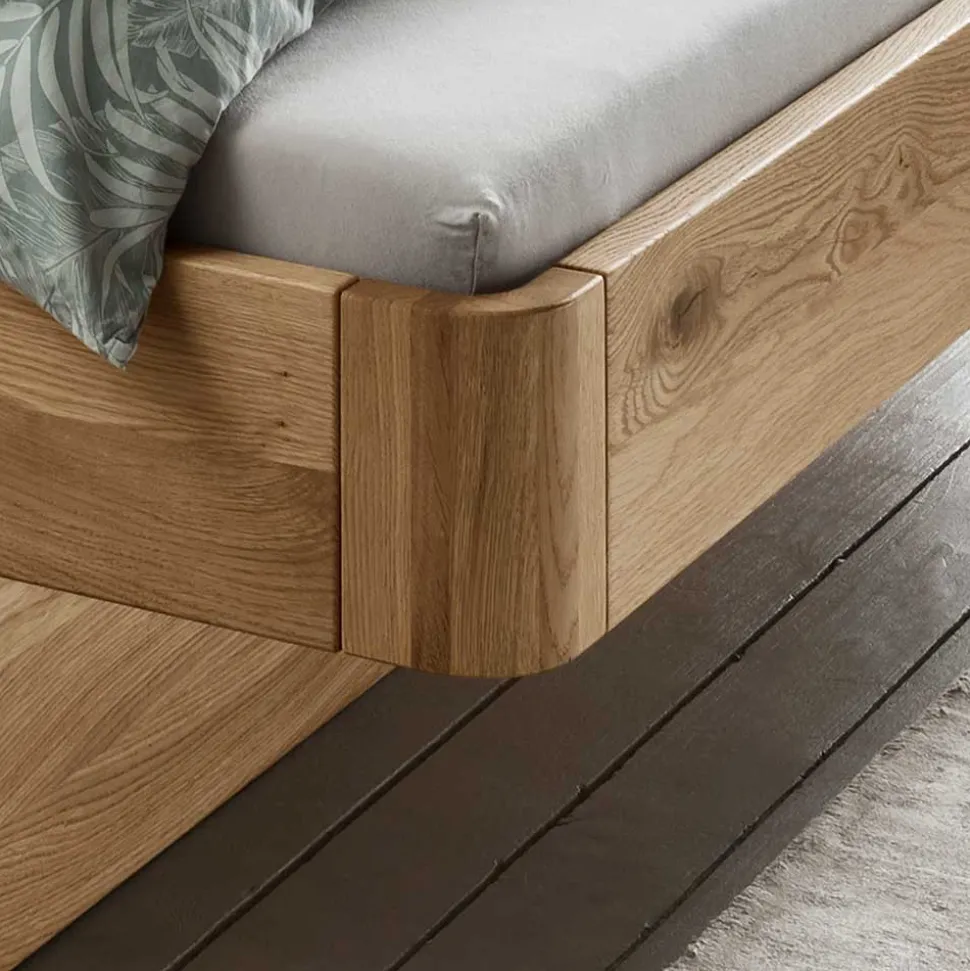 Wildeiche Bett mit Schubkasten Set - Zennian (dreiteilig)