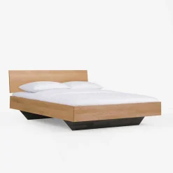 Wildeiche Bett Siao mit Kufengestell dunkel