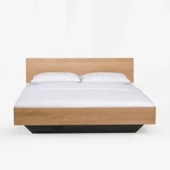 Wildeiche Bett Siao mit Kufengestell dunkel