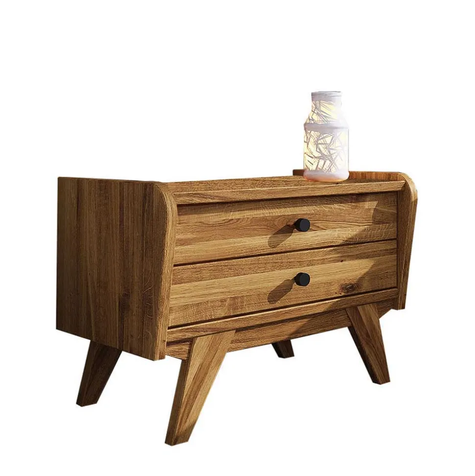 Wildeiche Bettgestell mit Überlänge 210 cm - Hardus (dreiteilig)
