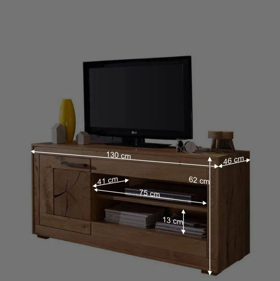 Wildeiche Fernsehtisch Troncon mit 130 cm Breite