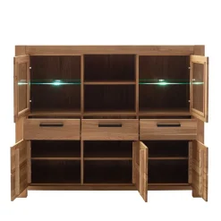 Wildeiche Highboard Vitrine teilmassiv - Sophia