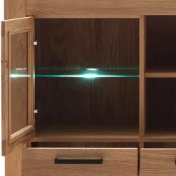 Wildeiche Highboard Vitrine teilmassiv - Sophia