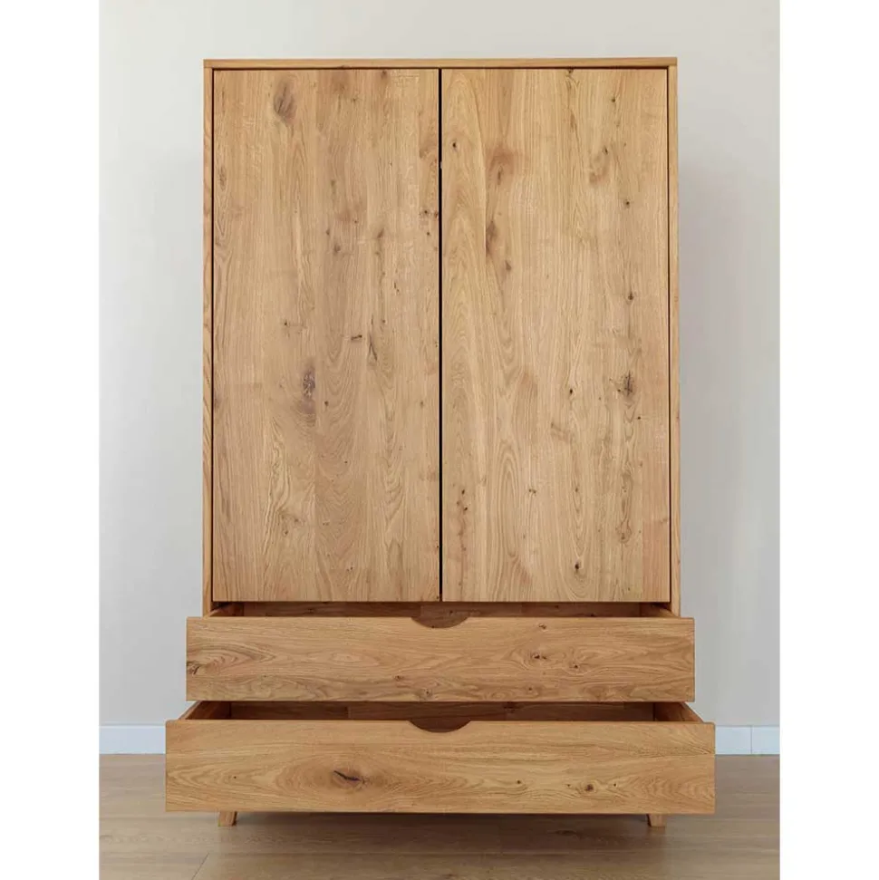 Wildeiche Kombi-Kleiderschrank massiv - Fabijola
