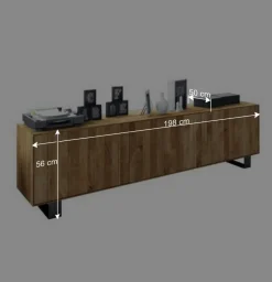 Wildeiche Lowboard Manzey mit 3 Türen