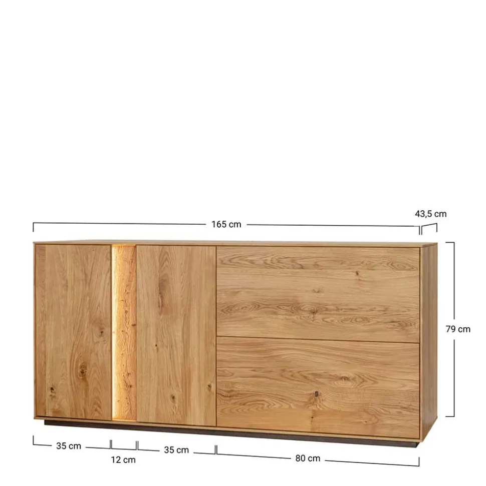 Wildeiche Sideboard mit zwei Klappen & Türen - Cocondar