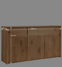 Wildeiche Sideboard mit zwei Schubladen - Zandras
