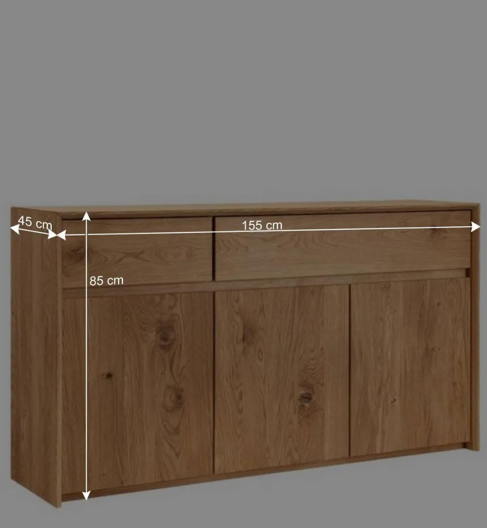 Wildeiche Sideboard mit zwei Schubladen - Zandras