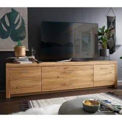 Wildeiche TV Lowboard aus geöltem Massivholz - Loitons