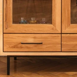 Wildeiche Vitrine mit zwei Schubladen - Kerfa