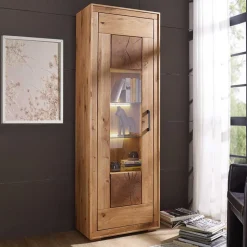 Wildeiche Vitrine Troncon mit 201 cm Höhe