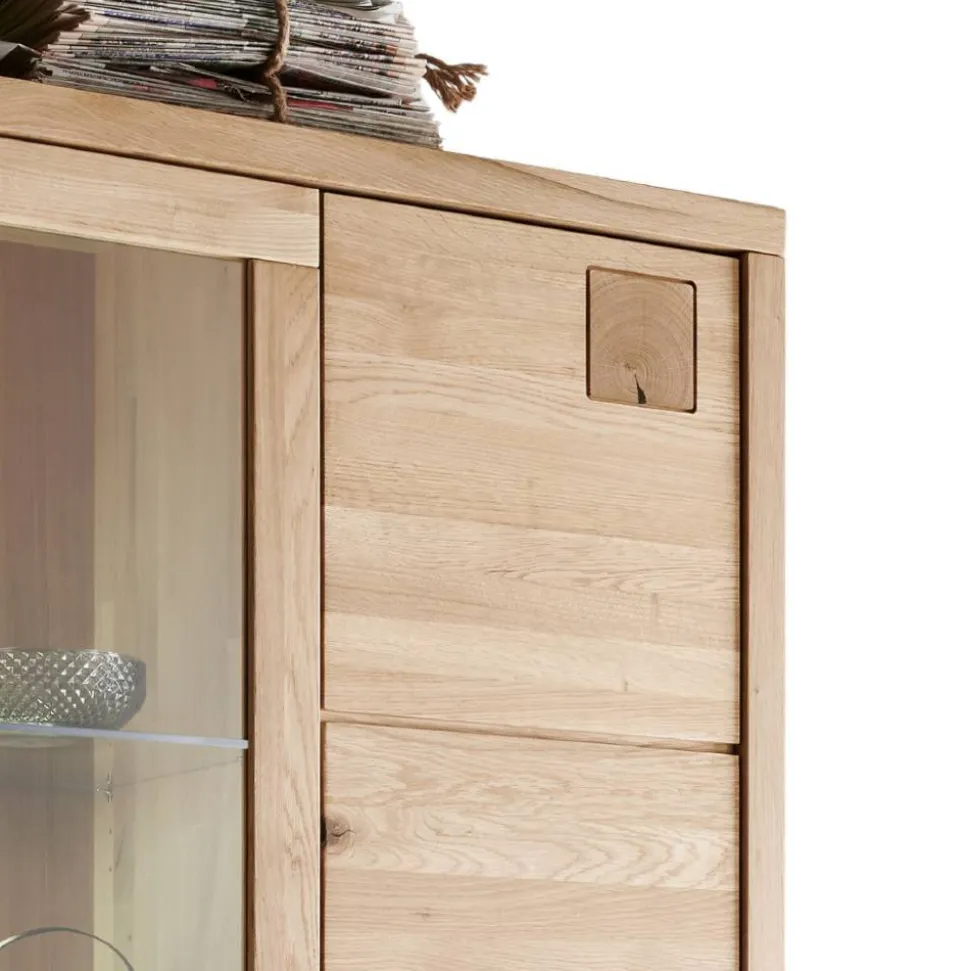 Wildeiche Vitrinenschrank 103 cm breit - Embleys