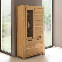 Wildeiche Vitrinenschrank teilmassiv - Sophia