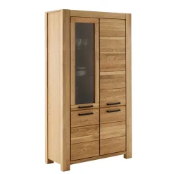 Wildeiche Vitrinenschrank teilmassiv - Sophia