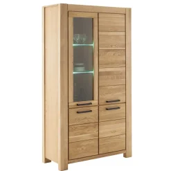 Wildeiche Vitrinenschrank teilmassiv - Sophia