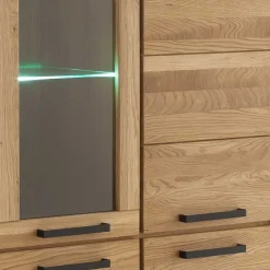 Wildeiche Vitrinenschrank teilmassiv - Sophia