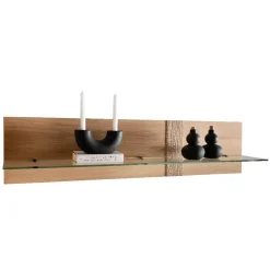Wildeiche Wandboard mit Glas-Ablage - Barrios