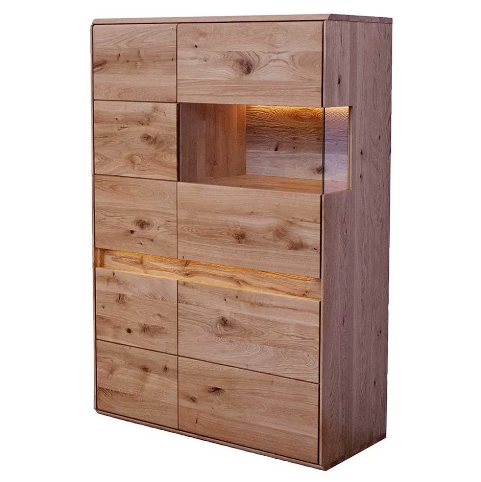 Wildeiche Wohnzimmer Möbel Wohnwand - Acmida (vierteilig)