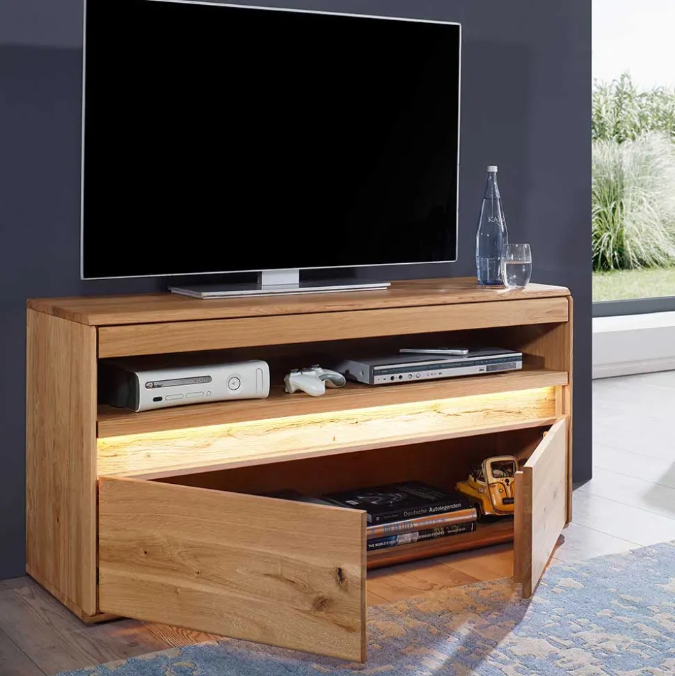 Wildeiche Wohnzimmer Möbel Wohnwand - Acmida (vierteilig)
