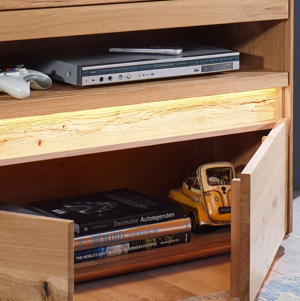 Wildeiche Wohnzimmer Möbel Wohnwand - Acmida (vierteilig)