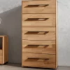 Wildeiche-Hochkommode mit fünf Schubladen - Kassanda