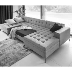 Wohnlandschaft in Taupe mit Bettfunktion - Anzarote