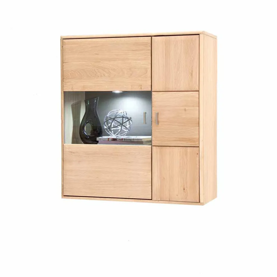 Wohnwand Hängevitrine in Eiche Bianco - Vernella