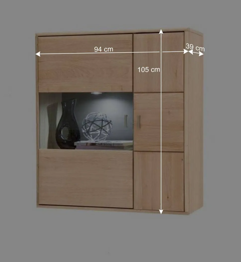 Wohnwand Hängevitrine in Eiche Bianco - Vernella