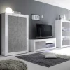Wohnwand in Beton Optik & Weiß HG - Narandu (dreiteilig)