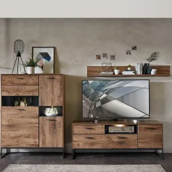 Wohnwand Möbel im Industrial Style - Xindus (dreiteilig)