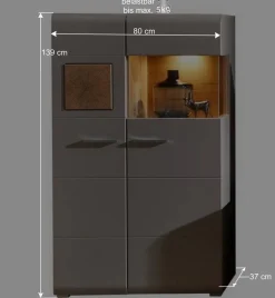 Wohnwand Möbel in Grau & Eiche - Fraguca (vierteilig)