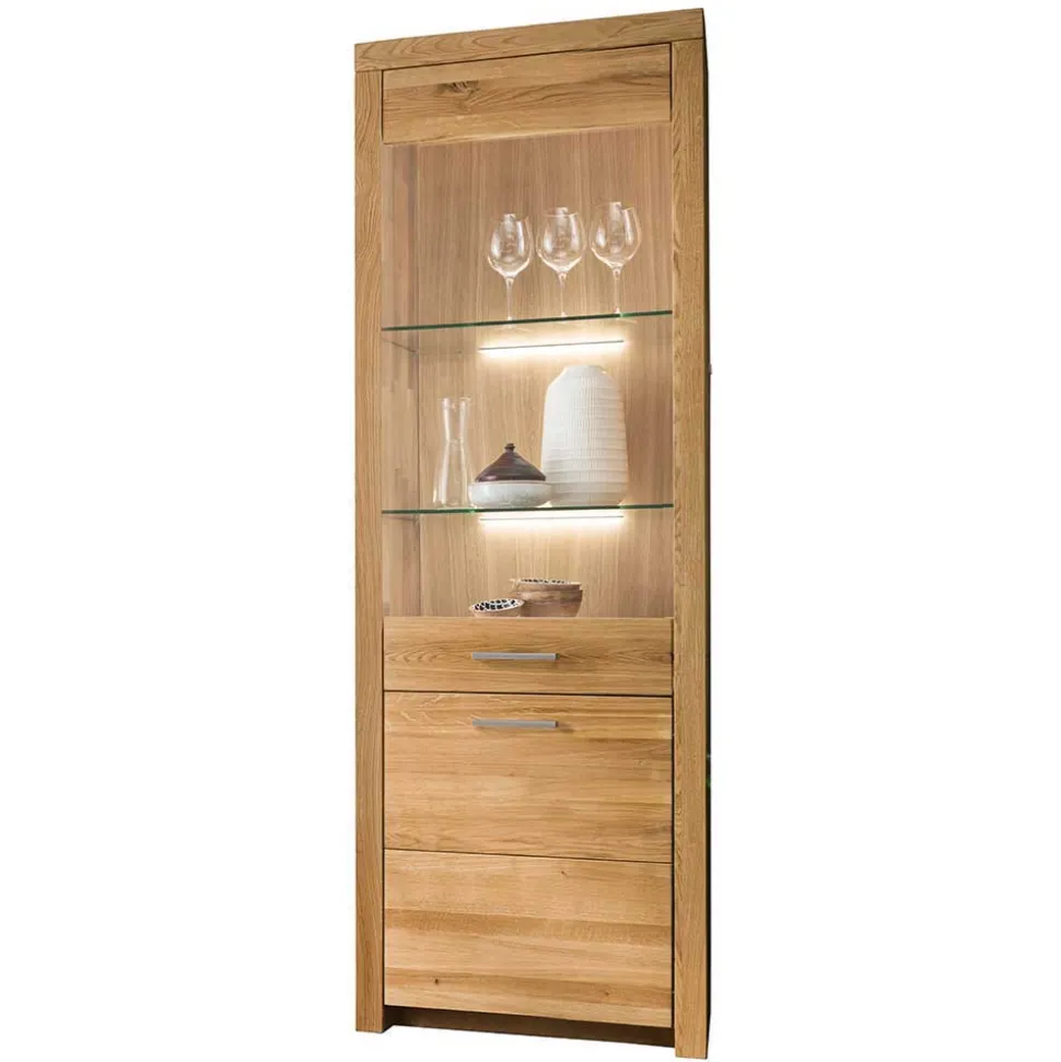 Wohnwand Möbel Set aus Wildeiche - Loitons (vierteilig)