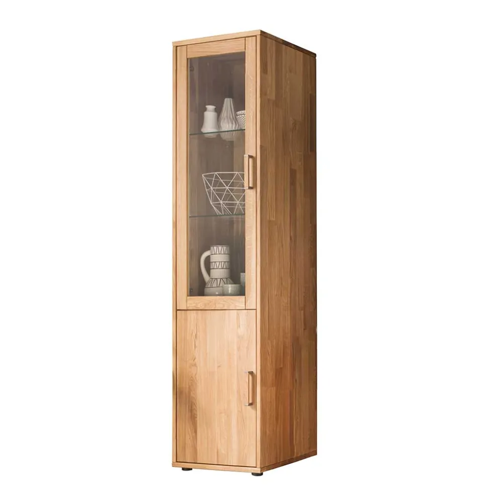 Wohnwand Standvitrine aus Holz - Teano