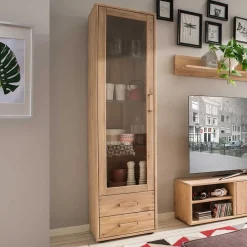 Wohnwand Vitrine in Eiche Bianco - Dulciana
